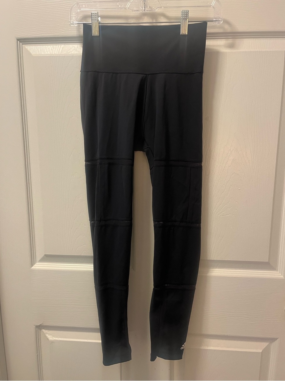 Adidas Womens Sm Black High Rise Athletic Leggings Mesh Panel Workout Yoga Pants